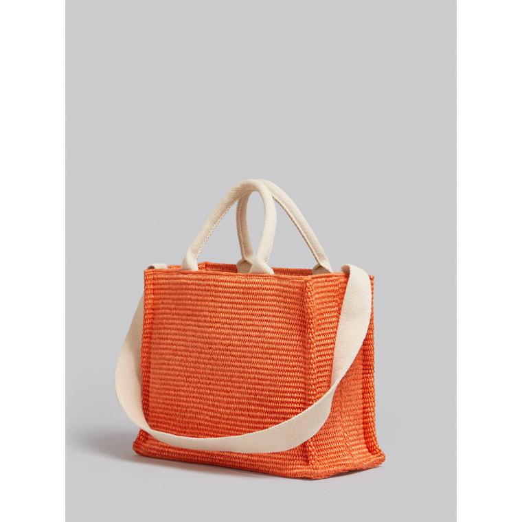 MARNI Raffia Small Tote Bag, Orange 